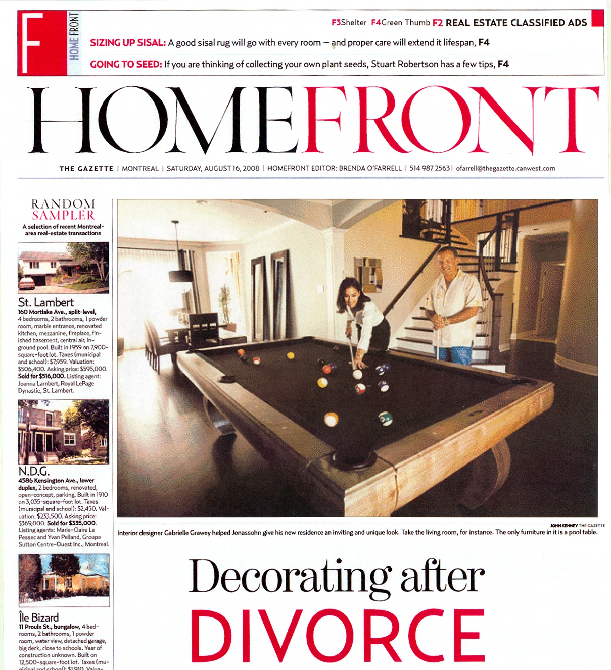 Home Front - The Gazette, Montreal - Decorating after divorce