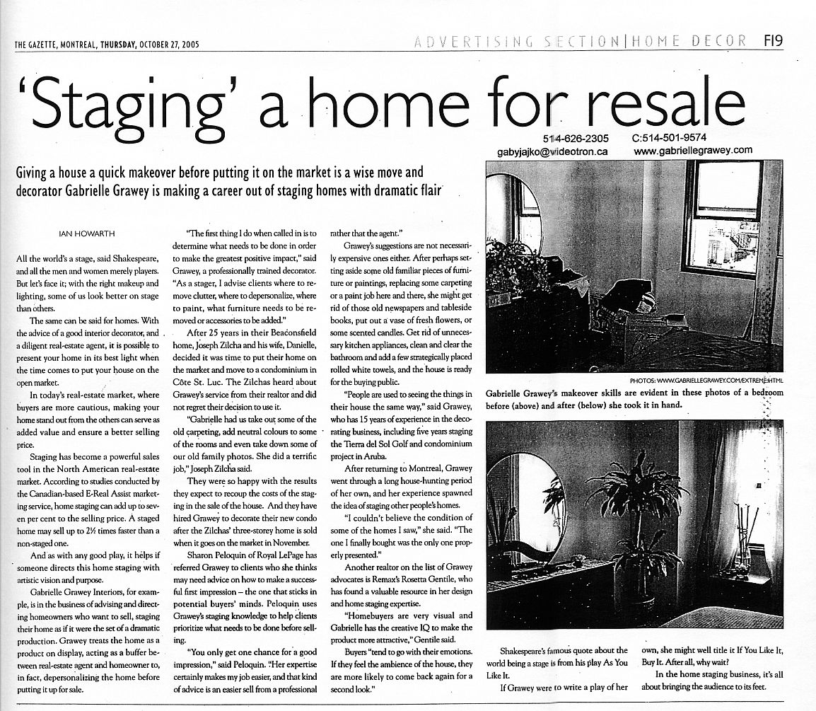 Home Staging your house for Resale Montreal